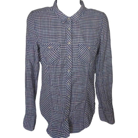 Vintage Guess Plaid Snap Button Up Convertable Sleeve Top - Picture 2 of 6